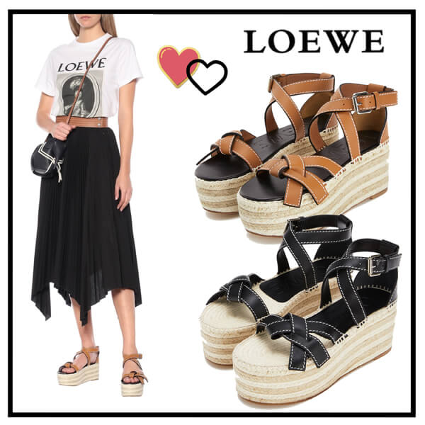 ロエベ サンダル 偽物 ☆LOEWE☆Gate Wedge Espadrille 厚底サンダル♪ 453.10.3552