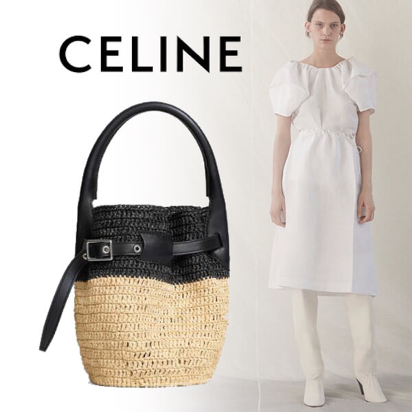 セリーヌコピー カゴバック ラフィア カーフ新作 CELINE ちょっとした旅行やビーチグッズ