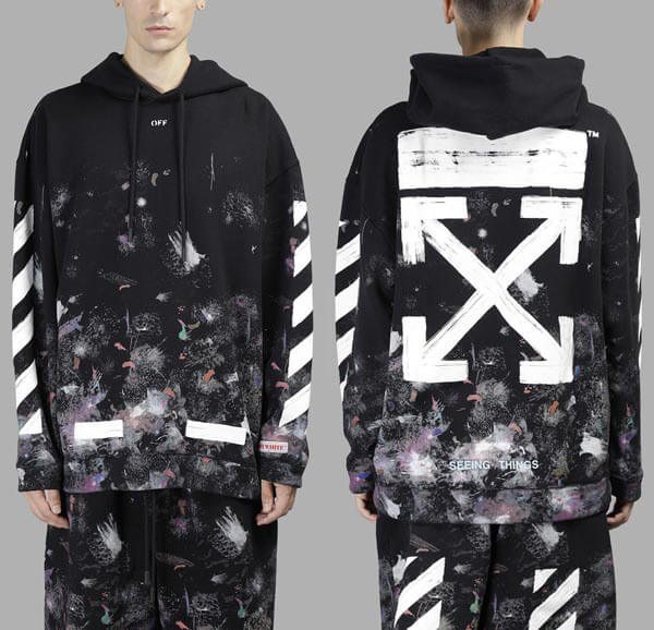 オフ ホワイト パーカー 偽物 OFF WHITE 17FW DIAG GALAXY BRUSHED OVER 東京HOODIE PARKA 芸能人OMBB009F176190309901