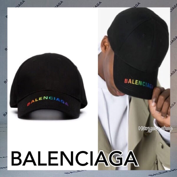 バレンシアガ 帽子 偽物 BALENCIAGA マルチカラー エンブロイダリー ロゴ キャップ