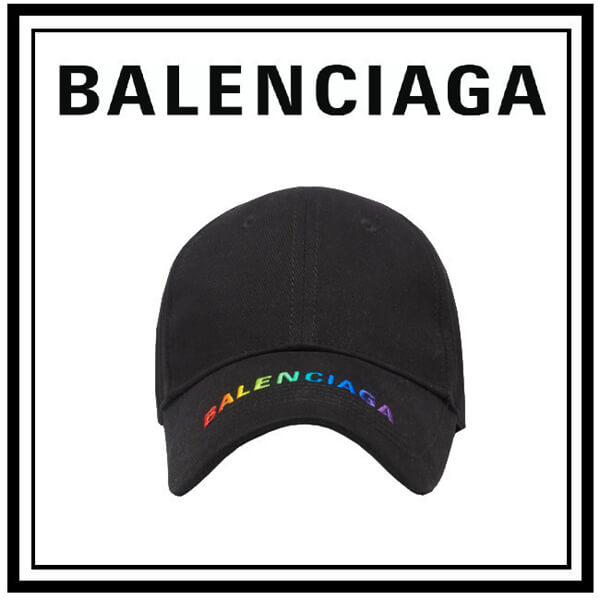 バレンシアガ 帽子 偽物 BALENCIAGA マルチカラー エンブロイダリー ロゴ キャップ