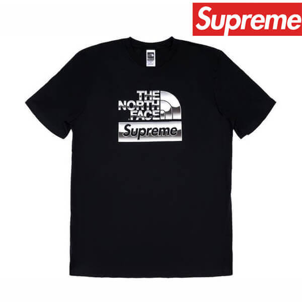 シュプリーム ノースフェイス Supreme 偽物 tシャツ The North Face Metallic Logo S/S Top Week 7 コラボ メタリックロゴ