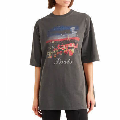 BALENCIAGA バレンシアガ tシャツ 偽物 大人気 Oversize Paris プリントTシャツ 480065TYK361055