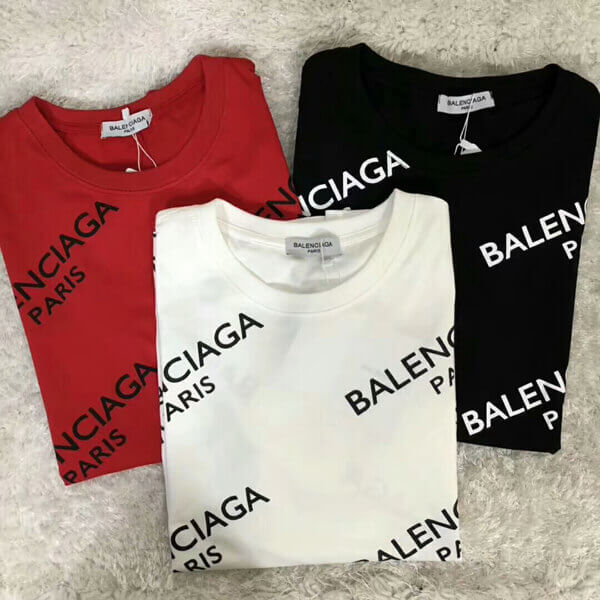 バレンシアガ  Tシャツ スーパーコピー ロゴ Tシャツ BALENCIAGA   限定RED