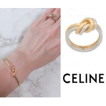 セリーヌ リング 偽物  ゴールド＆シルバー ノット CELINE ダブルリング 46P456B...