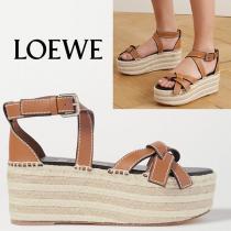 LOEWE Gate ロエベ サンダル 偽物 エスパドリーユプラットフォームウェッジサンダル 2020SSGate Wedge Espadrille453.10.355