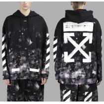 オフ ホワイト パーカー 偽物 OFF WHITE 17FW DIAG GALAXY BRUSHED OVER 東京HOODIE PARKA 芸能人OMBB009F176190309901