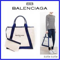  Balenciagaバレンシアガスーパーコピートートバッグ☆Large Canvas Logo Tote☆ NAVY CABAS B6787