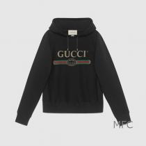 グッチ GUCCI パーカー スーパーコピーロゴ入り ブラック フード付き ヴィンテージ 463...