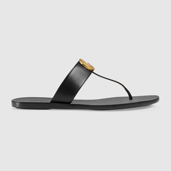 gucci サンダル コピー グッチ ダブルG付 レザー トング LEATHER THONG SANDAL WITH DOUBLE G_497444 A3N00 1000