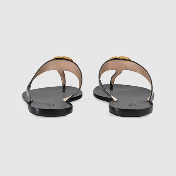 gucci サンダル コピー グッチ ダブルG付 レザー トング LEATHER THONG SANDAL WITH DOUBLE G_497444 A3N00 1000