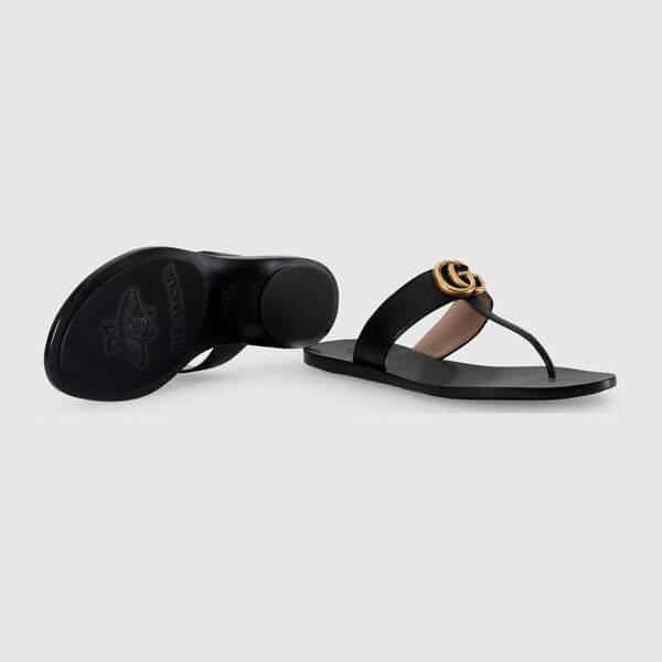 gucci サンダル コピー グッチ ダブルG付 レザー トング LEATHER THONG SANDAL WITH DOUBLE G_497444 A3N00 1000