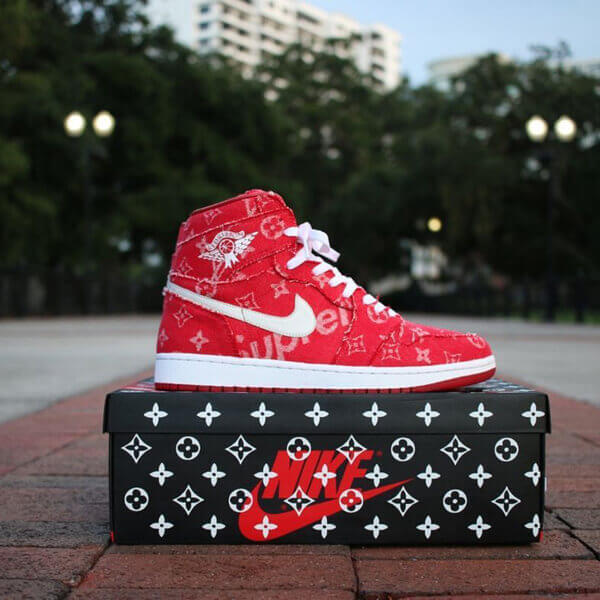 NIKE Red Ribbon Recon x Supreme x LV x Air Jordan 1 スニーカー スーパーコピー