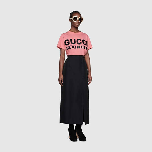 gucci tシャツ スーパーコピー  グッチ tシャツ ロゴ SEXINESS プリント オーバーサイズ616036 XJCK1 9221