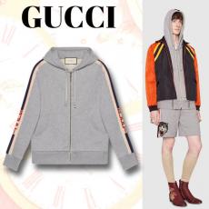  gucci ジャージ コピー フード付き ストライプ ジップアップスウェットシャツ