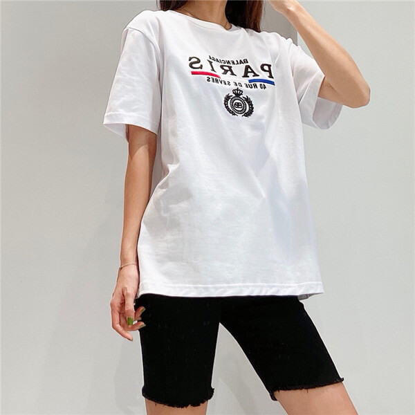 バレンシアガ tシャツ 偽物 2020SS パリ フラッグ レギュラー Tシャツ