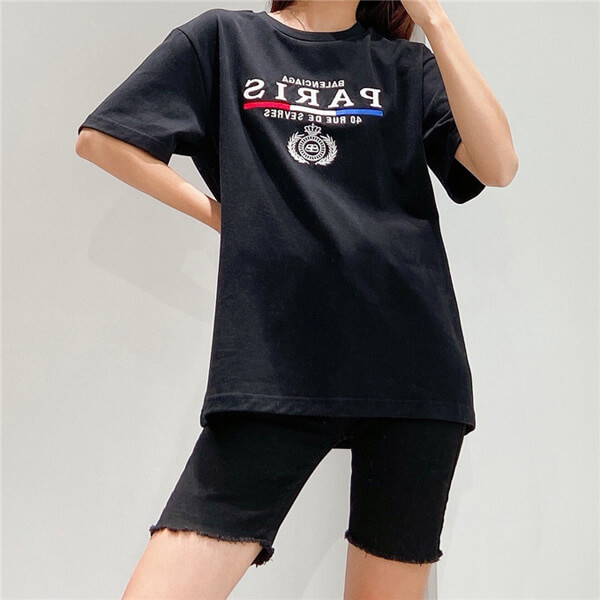 バレンシアガ tシャツ 偽物 2020SS パリ フラッグ レギュラー Tシャツ