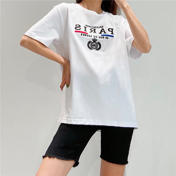 バレンシアガ tシャツ 偽物 2020SS パリ フラッグ レギュラー Tシャツ