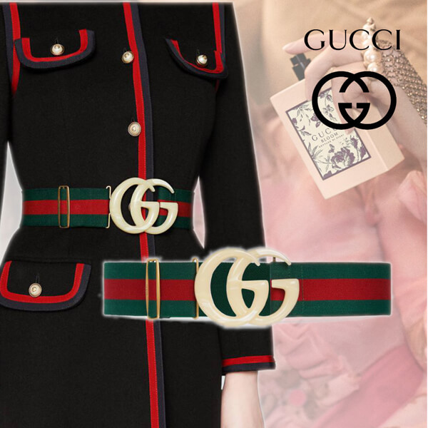 GUCCI グッチ ベルト コピー エラスティック ダブルG バックル ウェブ