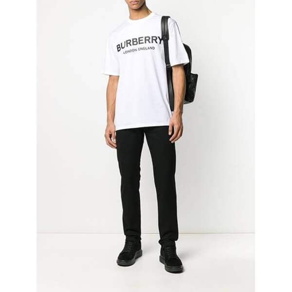 Burberry バーバリー Tシャツ コピー ロゴプリント コットンTシャツ ホワイト 8011651