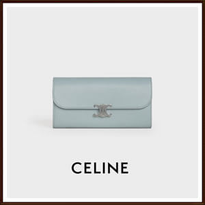 CELINE セリーヌ 財布 偽物 ラージ トリオンフ フラップウォレット / シャイニーラムスキン 10E313BZG.07ME