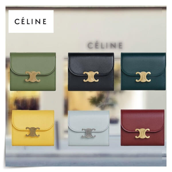 【CELINE セリーヌ 財布 偽物】スモール フラップウォレット / ラムスキン 10D783BZG