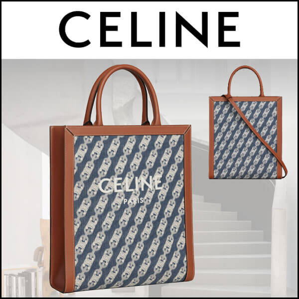 CELINE セリーヌ キャンバス トートバッグ コピー 新作トリオンフ キャンバス&カーフスキン 192082CNN.07AT