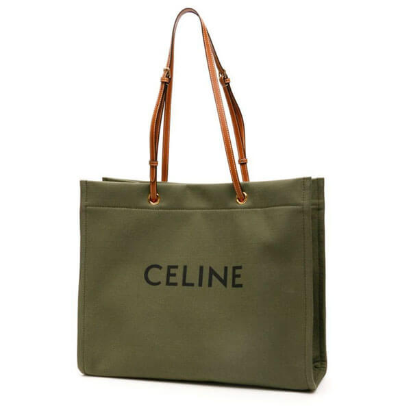 CELINE セリーヌ キャンバス トートバッグ コピー ホリゾンタルキャバストートバッグ ミリタリー 192172CE3.06GR