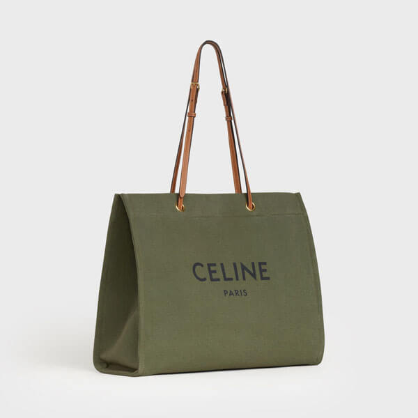 CELINE セリーヌ キャンバス トートバッグ コピー ホリゾンタルキャバストートバッグ ミリタリー 192172CE3.06GR