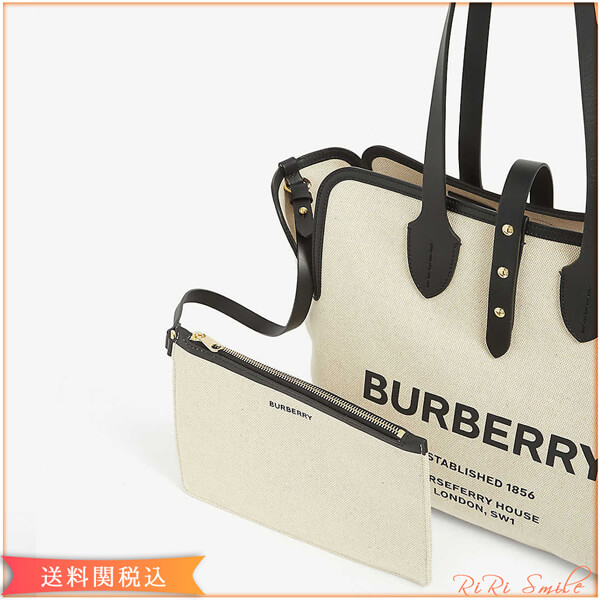 BURBERRY バーバリー トートバッグ コピー キャンバス トート ロゴ ラージ キャンバス80313181