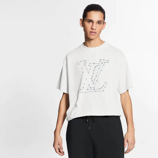 【数量限定】LV♦LOUIS VUITTON ルイヴィトン Tシャツ 偽物 ステッチプリント＆刺繍Tシャツ 1A7X56