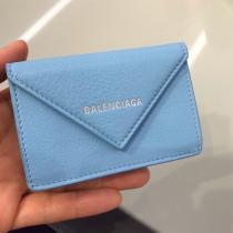 バレンシアガ ミニ財布 コピーBALENCIAGA ペーパーミニウォレット 折りたたみ財布 ブルー Light Blue