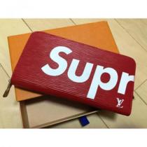 Supreme VUITTON ルイヴィトン シュプリーム 偽物 コラボ 長財布 赤 ノベルティ レッド ラウンドジップ ボックス付