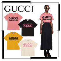 gucci tシャツ スーパーコピー  グッチ tシャツ ロゴ SEXINESS プリント オーバーサイズ616036 XJCK1 9221