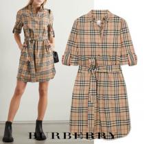 ∞∞BURBERRYバーバリー シャツドレス コピー∞∞ Belted checked シャツド...