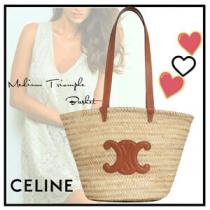 CELINE セリーヌ かごバッグ 偽物 ミディアム トリオンフ バスケット タン色 19262...