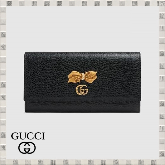 2019新作入荷 オンライン限定 GUCCI グッチスーパーコピー ボウ レザー コンチネンタルウォレット