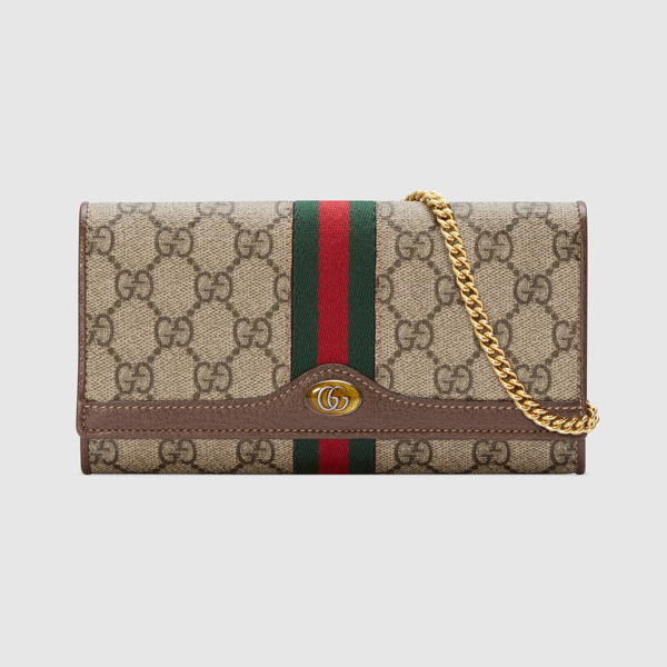 2019新作入荷！GUCCI グッチスーパーコピー☆オフィディア GG チェーンウォレット ブラウン