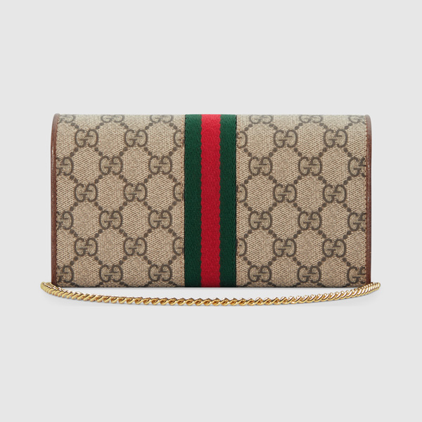 2019新作入荷！GUCCI グッチスーパーコピー☆オフィディア GG チェーンウォレット ブラウン