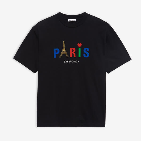 バレンシアガ tシャツ 偽物 BALENCIAGA パリ ラブ レギュラーTシャツ パリ ラブ レギュラーTシャツ