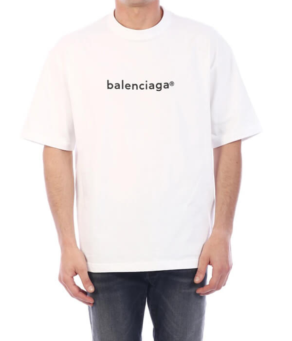 【BALENCIAGA】Logo T-Shirtコピーリブ編みクルーネック612966TIV549040