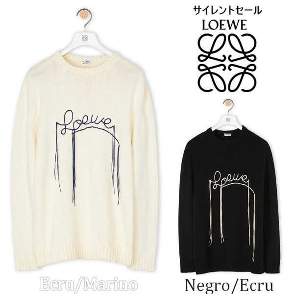 ロエベ tシャツ コピー LOEWE*刺繍ロゴクルーネックセーターニット