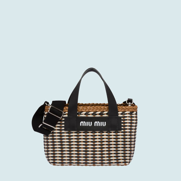 Miu Miu Woven ２Way ミュウミュウ ロゴ トート ハンドバッグ コピー