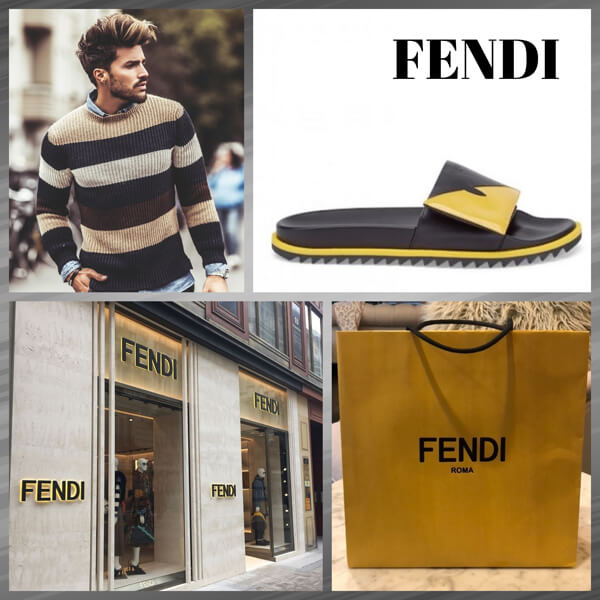 fendi モンスター 偽物 フェンディ サンダル レザー フットベッド ブラック