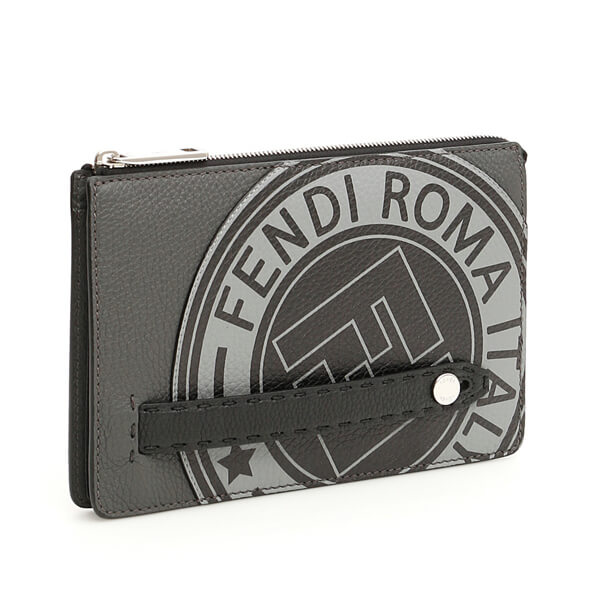 フェンディ クラッチバッグ コピー FENDI モンスター FENDI ローマンレザー スタンプロゴ7VA350 A4BH