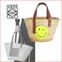 LOEWE 2020SS 雑誌掲載 ロエベ かごバッグ コピー ヤシの葉 レザー スマイル