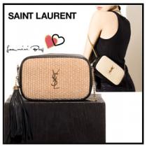 ☆Saint Laurent☆サンローラン ミニバッグ コピー 流行の異素材Mix mini Lou bag in raffia セール 612563FE9CW9078