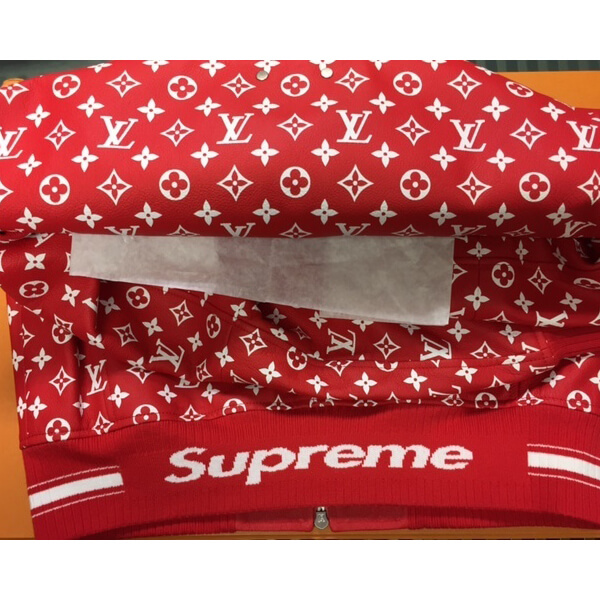 シュプリーム ルイ ヴィトン ジャケット 偽物 Supreme Vuitton Leather Blousonレザー コラボ ジャケット ボックスロゴ スウェット モノグラム 赤1A3FBI