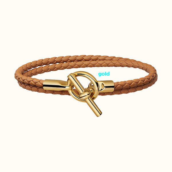 HERMES ブレスレット コピー カーフスキン Glenan Double Tour bracelet/ゴールド金具