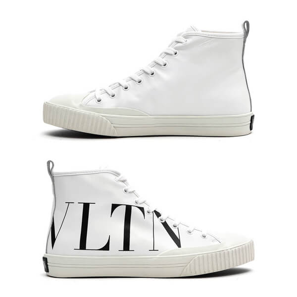 VALENTINO VLTN ヴァレンティノ ハイカット スニーカー コピー レザー_WHITE